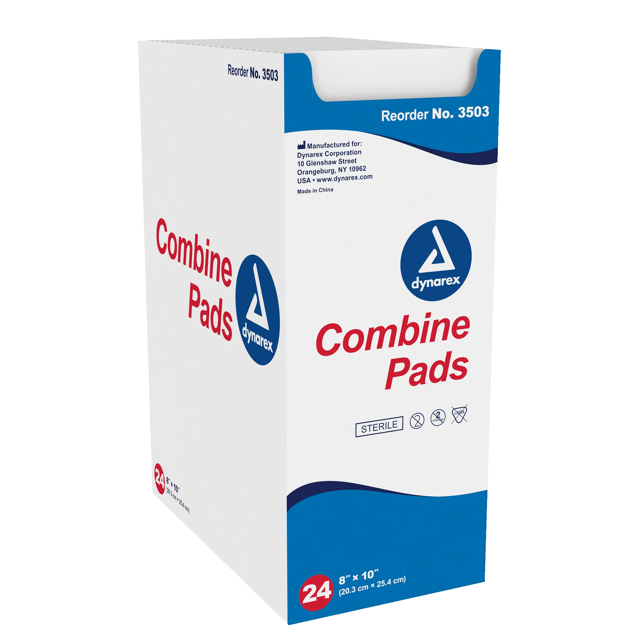 Dynarex-Dynarex® Abdominal Combine Pads, Sterile, 8" x 10" BX/24-MedTech-1